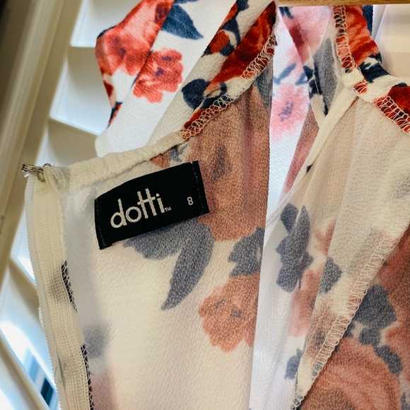 SOLD Dotti Size 8 Floral Off Shoulder Ruffle Dress Lined w/ Split - Picture 10 of 10